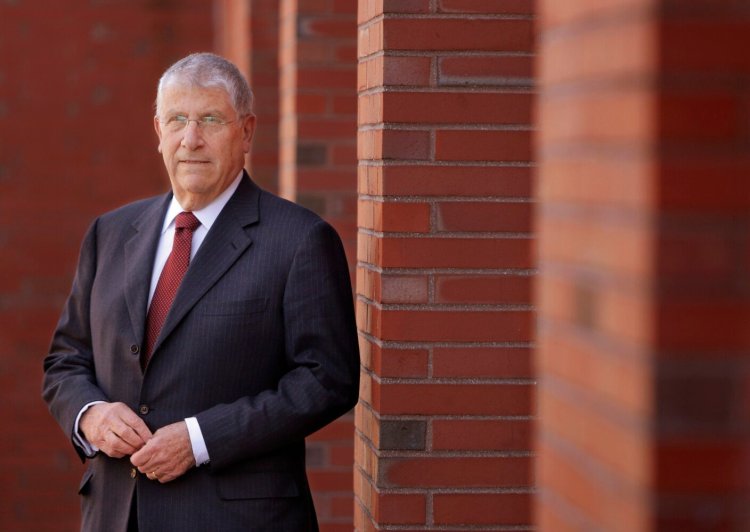 Eliot Cutler, shown in 2015, resigned from a Portland board on the day two properties owned by Cutler and his wife were searched by police.