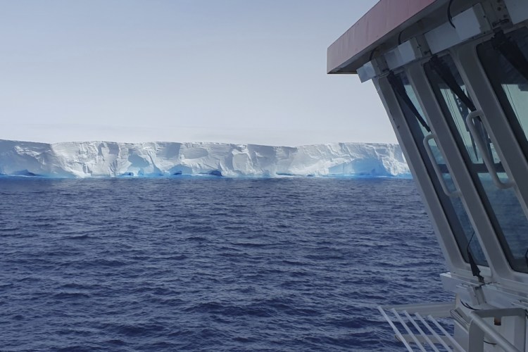 The A23a iceberg is seen from the RRS Sir David Attenborough, in Antarctica on Friday. (Andrew Meijers/British Antarctic Survey via AP)